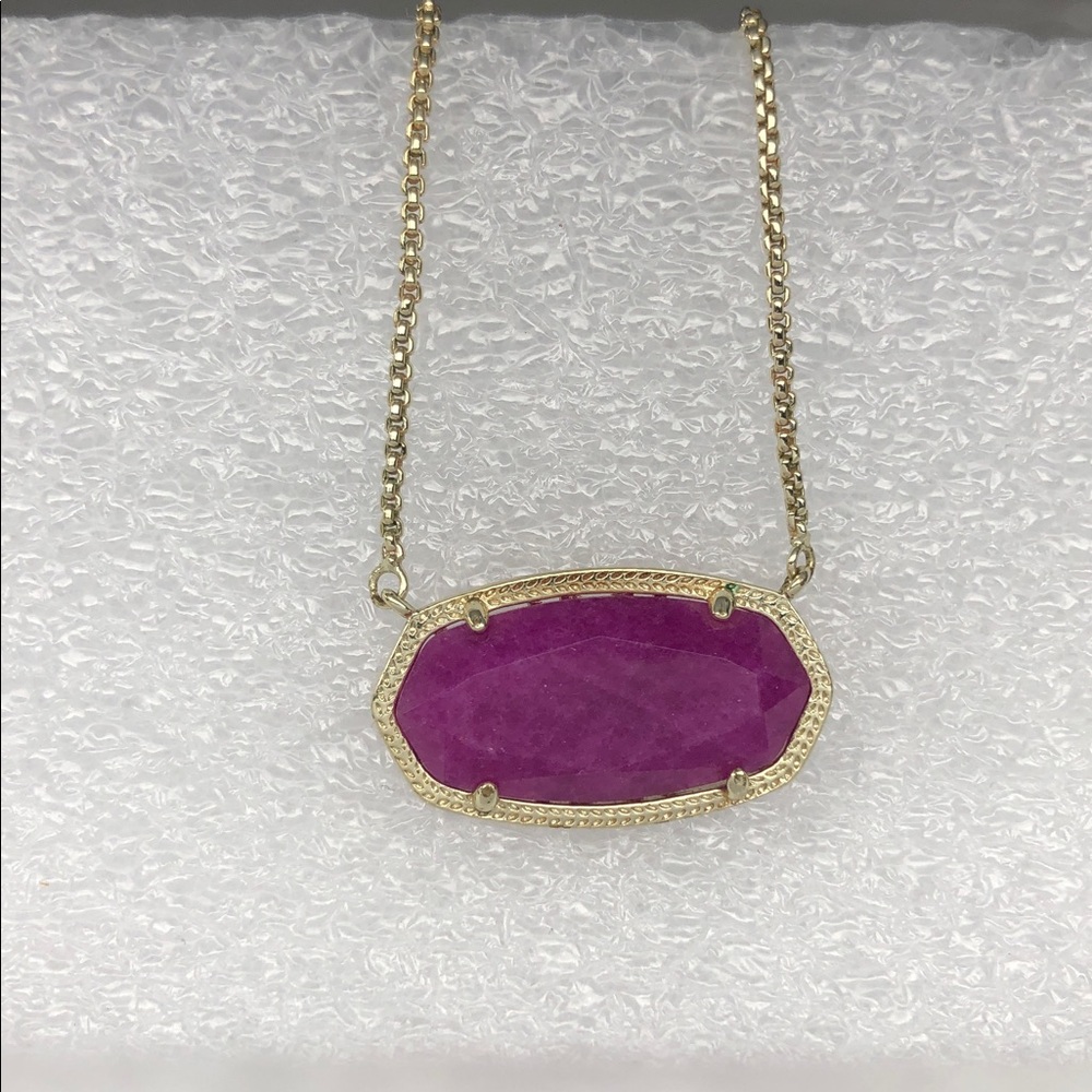 Kendra Scott Necklace Gold Delaney in Purple Jade Bolero Adjustable Chain - Picture 2 of 14